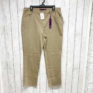 NWT Gloria Vanderbilt Pants Women 16 Short Classic Fit Mid-Rise Amanda Jeans Tan